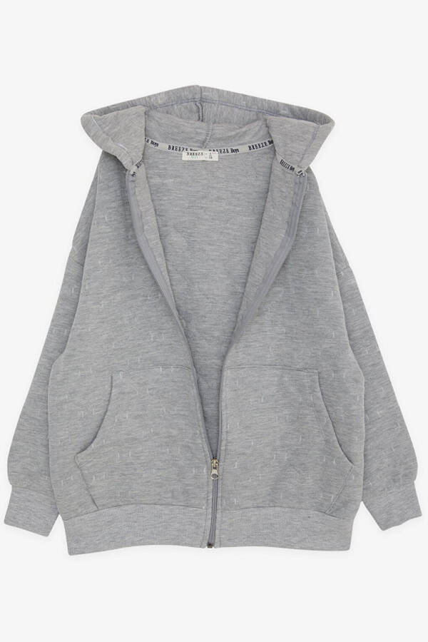 Boys' Hooded Sweatshirt with Pockets, Grey Melange (8-12 Years) - 2