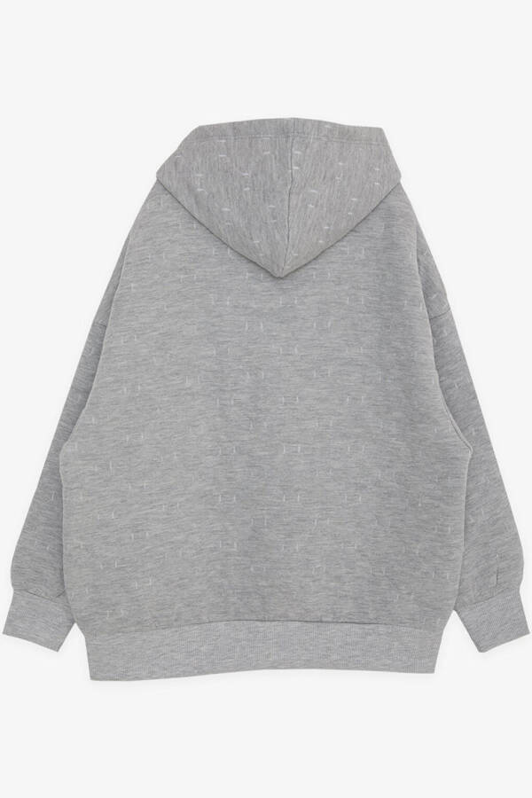 Boys' Hooded Sweatshirt with Pockets, Grey Melange (8-12 Years) - 3