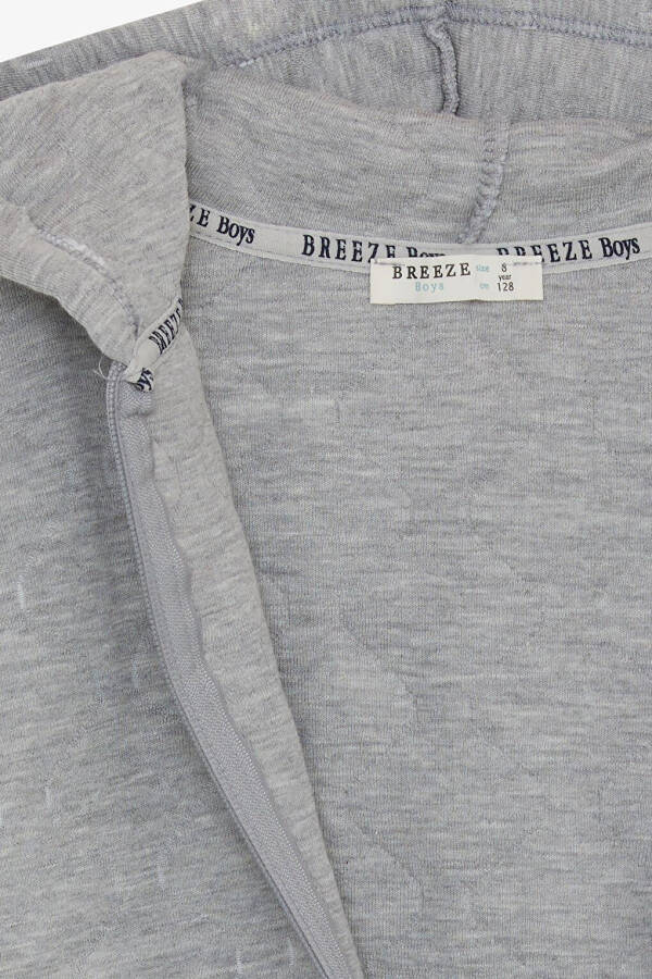 Boys' Hooded Sweatshirt with Pockets, Grey Melange (8-12 Years) - 4