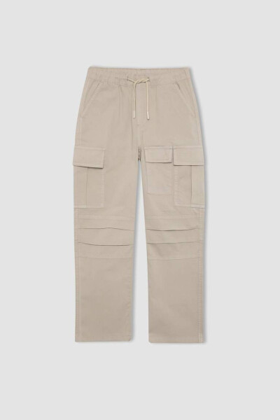 Boys Jogger Straight Leg Gabardine Pants Beige - 1