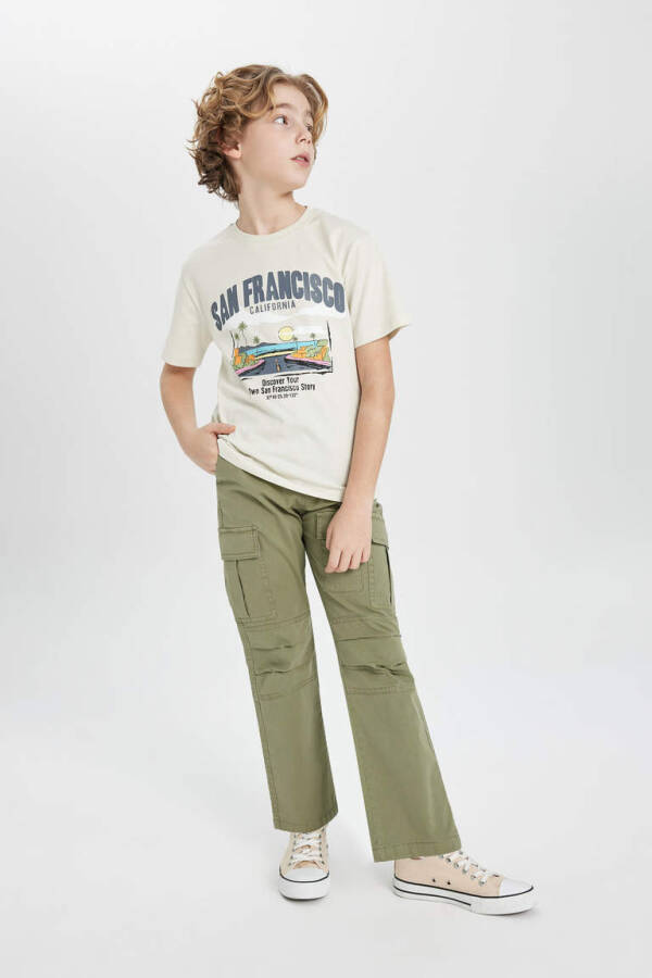 Boys Jogger Straight Leg Gabardine Trousers Khaki - 1