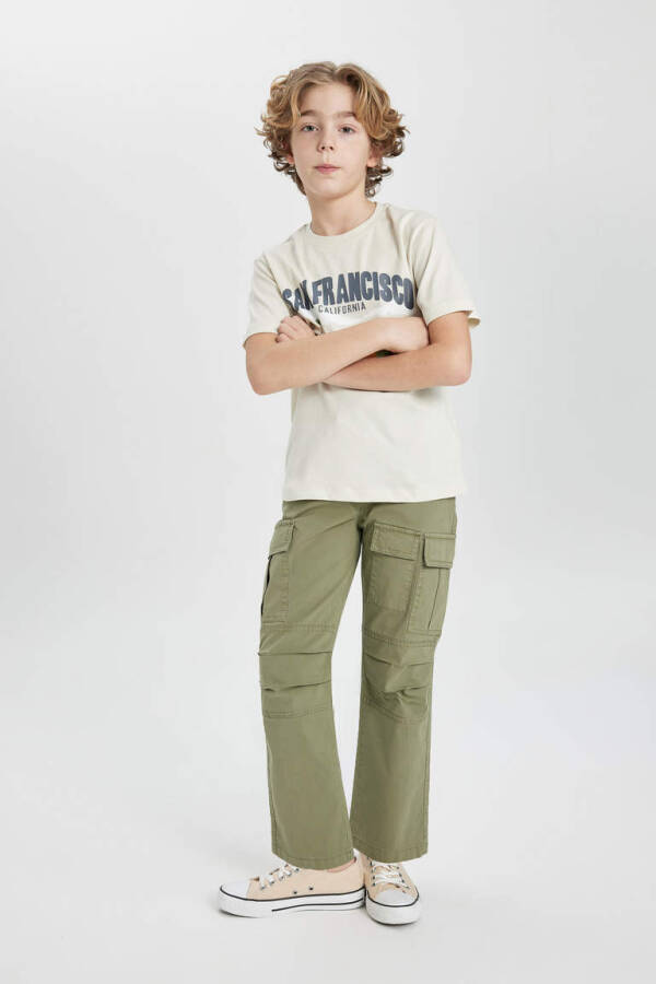 Boys Jogger Straight Leg Gabardine Trousers Khaki - 3