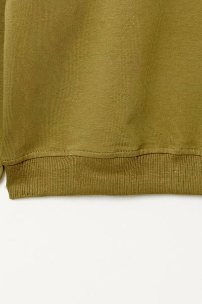 Boys' Khaki Crew Neck Basic 5-13 Years Sweatshirt - 3535-5 - 4