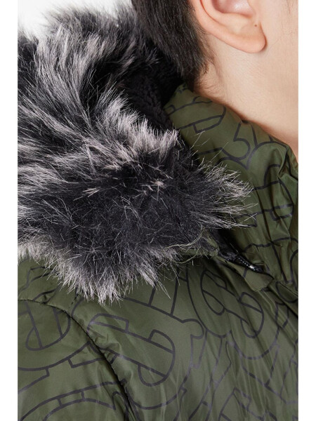 Boys' Khaki Puffer Jacket with Black Fur 15482 - 9