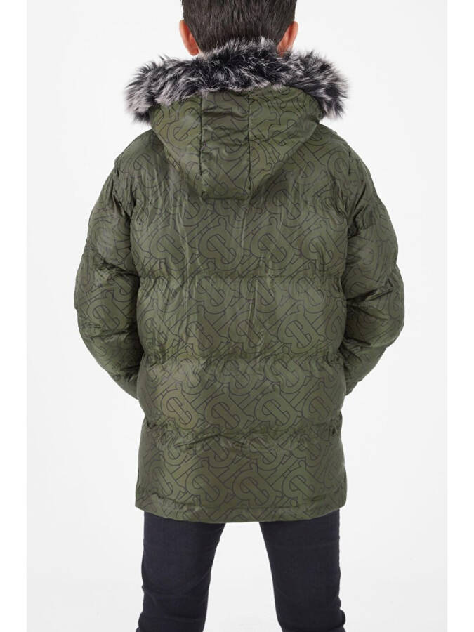 Boys' Khaki Puffer Jacket with Black Fur 15482 - 10