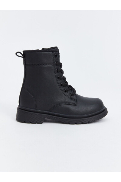 Boys' leather-look lace-up and zipper boots. - 2