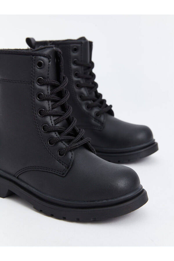 Boys' leather-look lace-up and zipper boots. - 3