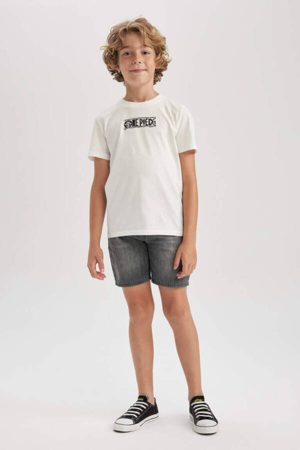 Boys' Light Gray Jean Shorts - 1