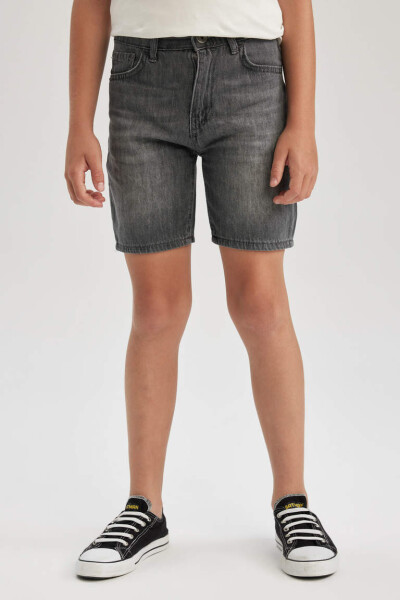 Boys' Light Gray Jean Shorts - 4