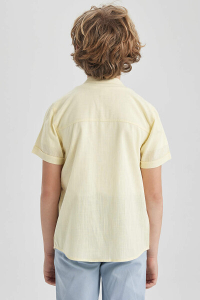 Boys' Linen Look Short Sleeve Shirt Light Yellow - 6