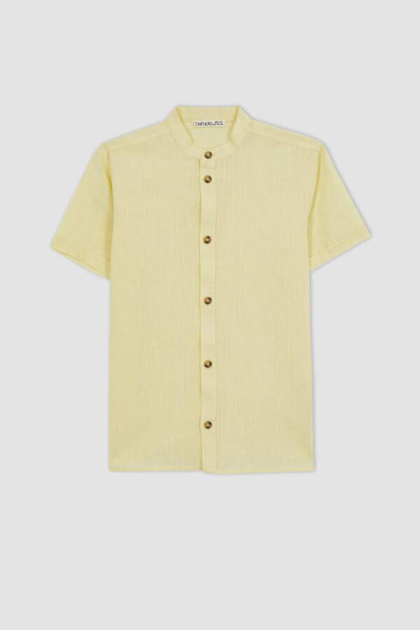 Boys' Linen Look Short Sleeve Shirt Light Yellow - 7