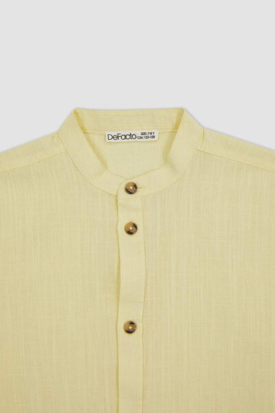 Boys' Linen Look Short Sleeve Shirt Light Yellow - 8