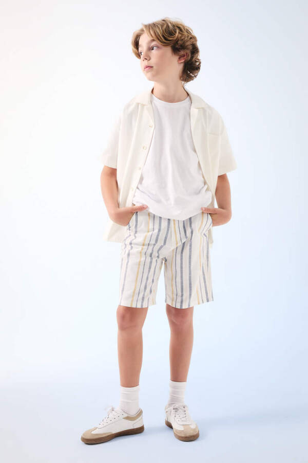 Boy's Linen Look Shorts Ecru - 1