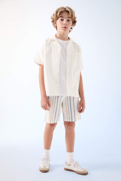 Boy's Linen Look Shorts Ecru - 2