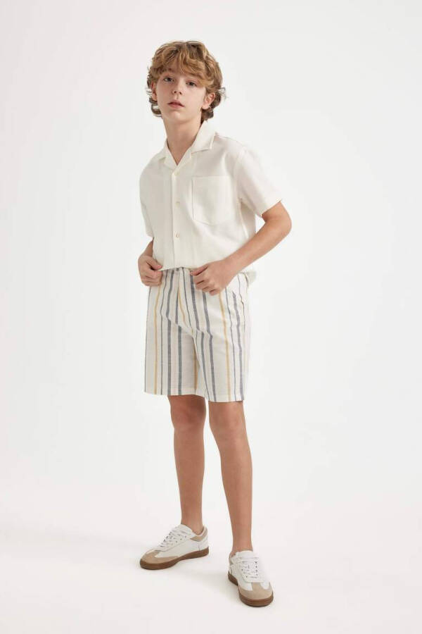 Boy's Linen Look Shorts Ecru - 3