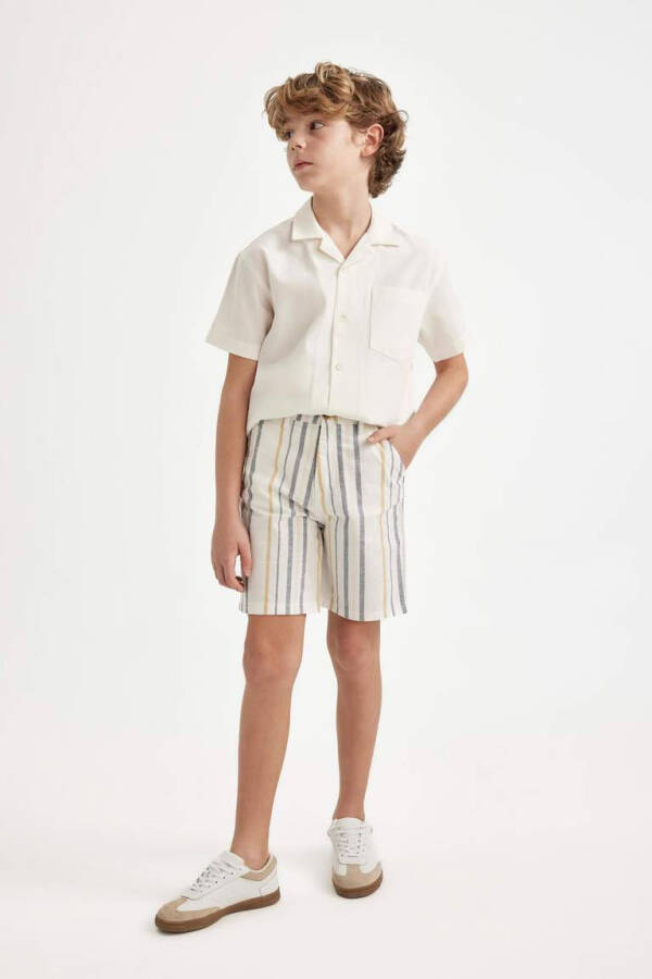 Boy's Linen Look Shorts Ecru - 4