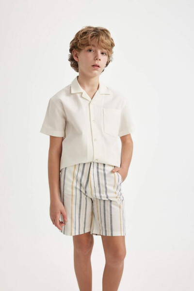 Boy's Linen Look Shorts Ecru - 6