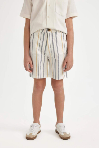 Boy's Linen Look Shorts Ecru - 7