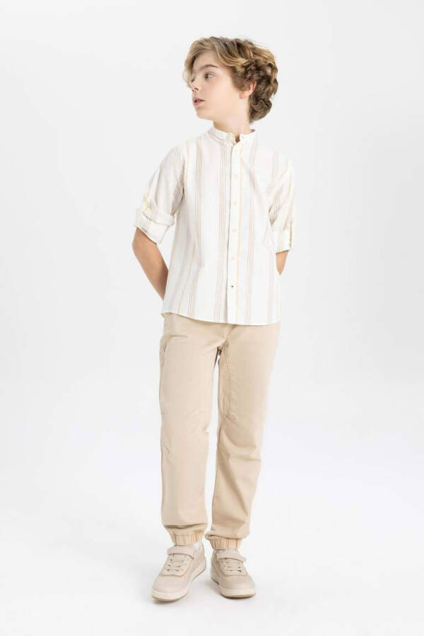 Boys' Long Sleeve Button-Down Shirt Sand - 6