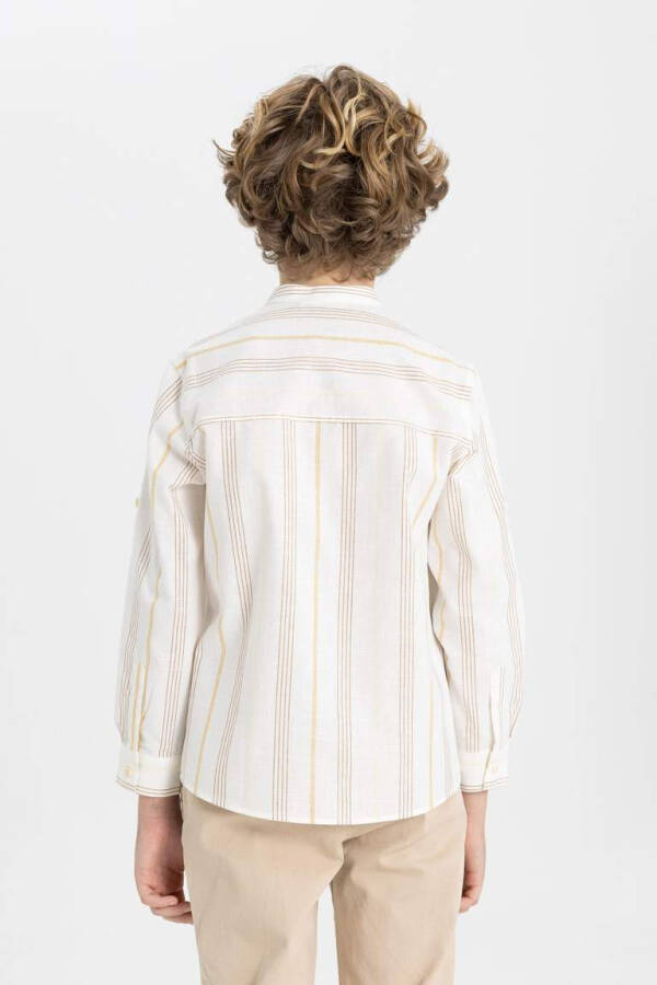 Boys' Long Sleeve Button-Down Shirt Sand - 8