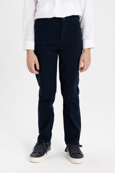 Boys Navy Blue Plain Leg Gabardine Trousers X4224a624sm - 4