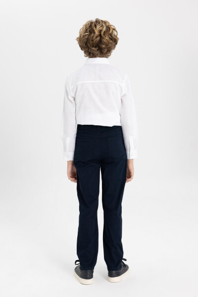 Boys Navy Blue Plain Leg Gabardine Trousers X4224a624sm - 5