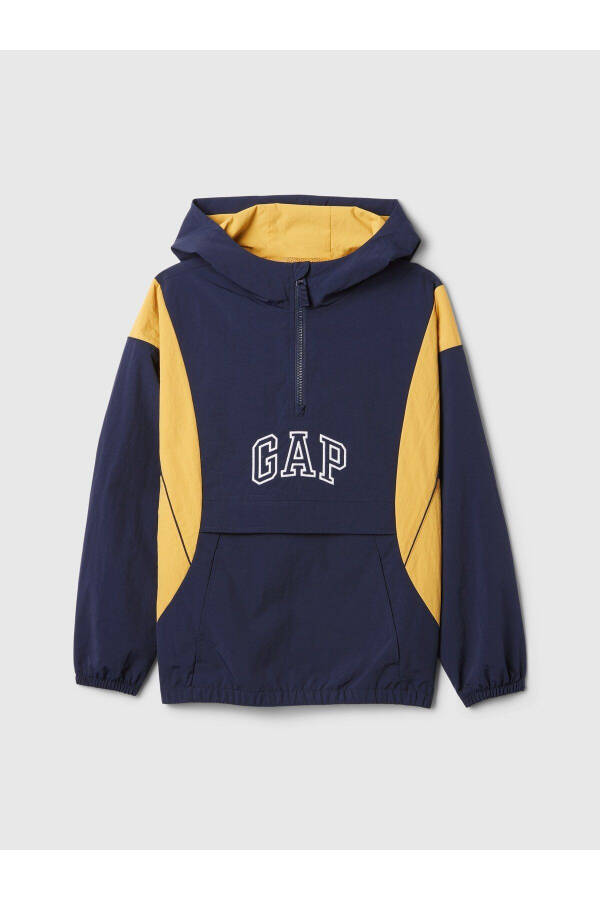 Boys' Navy Gap Logo Recycled Zip-Up Anorak Jacket - 10