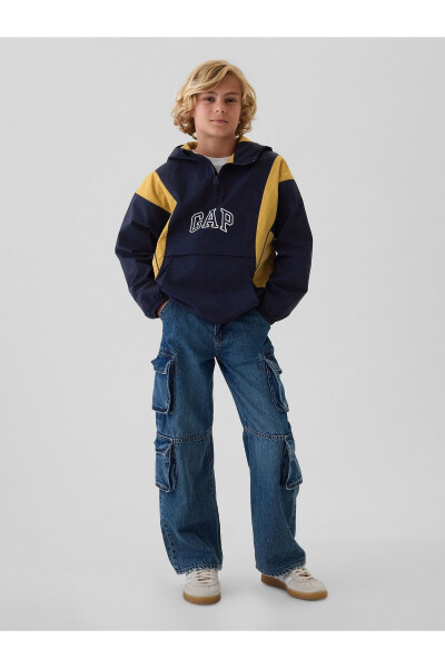 Boys' Navy Gap Logo Recycled Zip-Up Anorak Jacket - 7