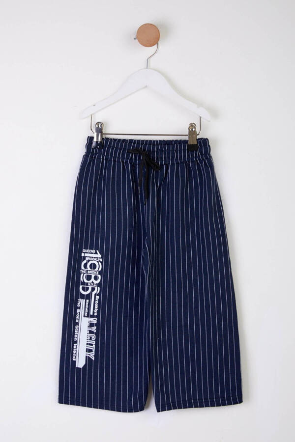 Boys' Navy Striped Capri Shorts - 25568 - 3