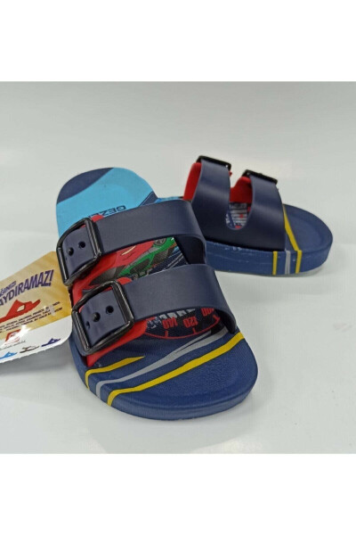 Boys' New Season Car Figured Non-Slip Slippers - Navy - 6