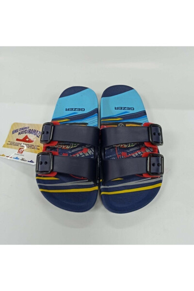 Boys' New Season Car Figured Non-Slip Slippers - Navy - 1