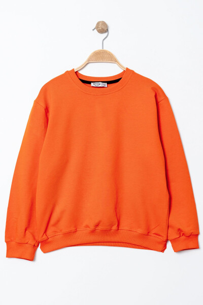 Boy's Orange Crew Neck Basic Sweatshirt - 3535-11 - 1