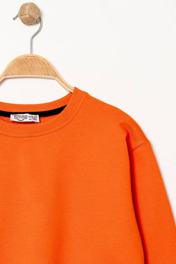 Boy's Orange Crew Neck Basic Sweatshirt - 3535-11 - 2