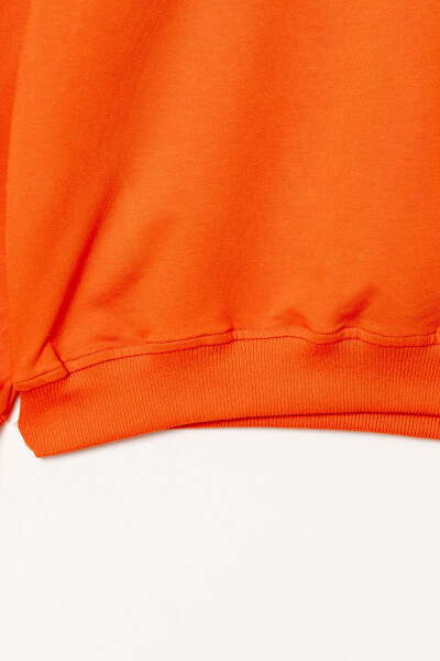 Boy's Orange Crew Neck Basic Sweatshirt - 3535-11 - 4