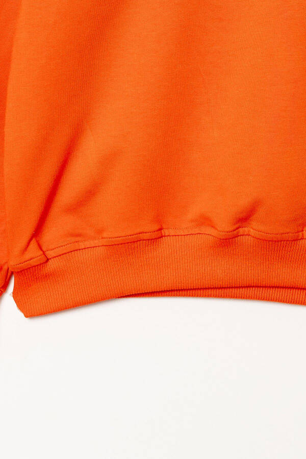 Boy's Orange Crew Neck Basic Sweatshirt - 3535-11 - 4