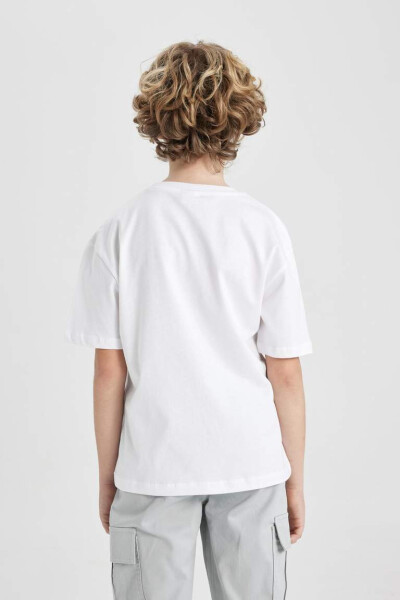 Boys' Oversized Fit Crew Neck Printed Short Sleeve T-Shirt White - 9