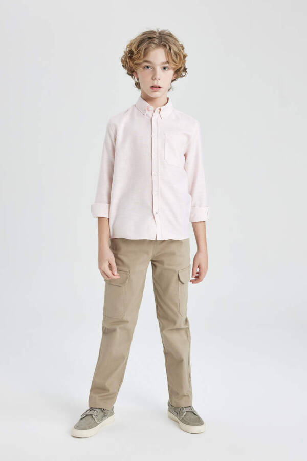 Boys' Oxford Long Sleeve Polo Shirt Light Pink - 2