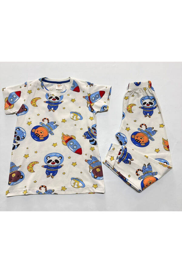 Boys Panda Galaxy Short Sleeve Long Pants Pajama Set - 1