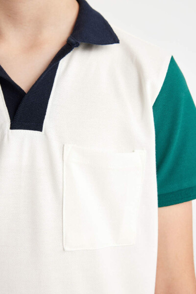 Boys Piqué Short Sleeve Polo Shirt Ecru - 5