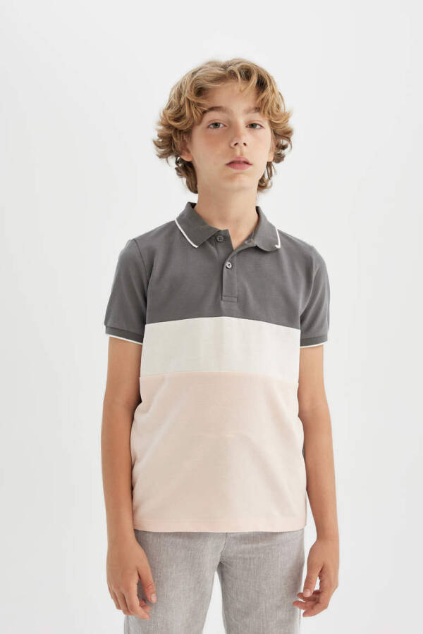 Boys' Piqué Short Sleeve Polo Shirt Grey - 1