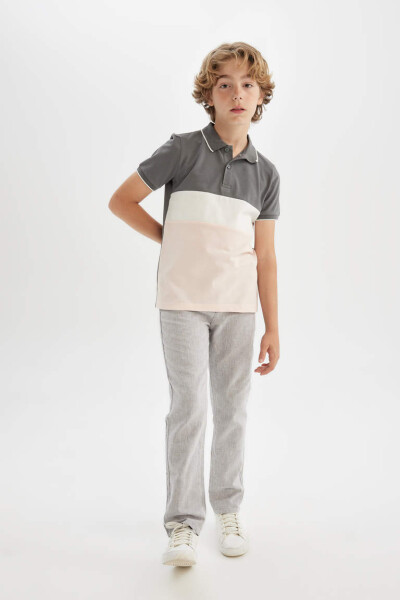 Boys' Piqué Short Sleeve Polo Shirt Grey - 2