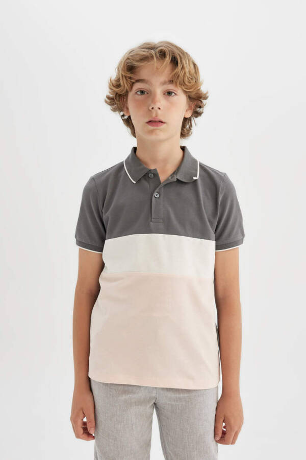 Boys' Piqué Short Sleeve Polo Shirt Grey - 3