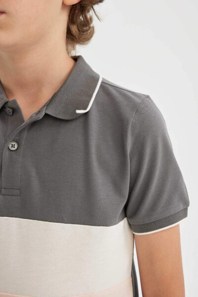 Boys' Piqué Short Sleeve Polo Shirt Grey - 5