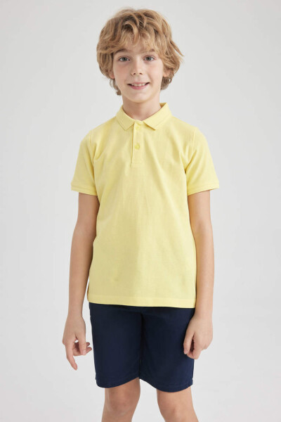 Boys' Piqué Short Sleeve Polo Shirt Light Yellow - 1