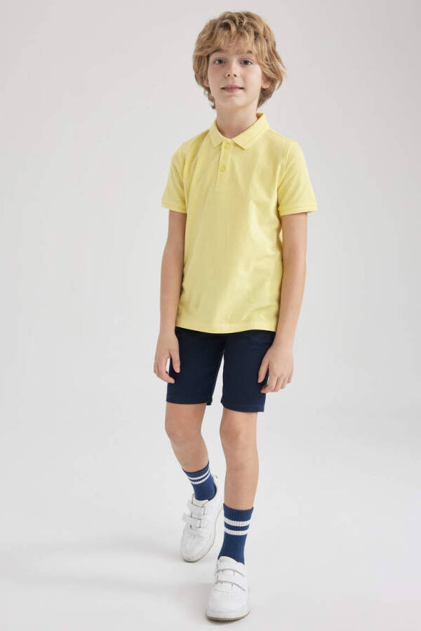 Boys' Piqué Short Sleeve Polo Shirt Light Yellow - 2