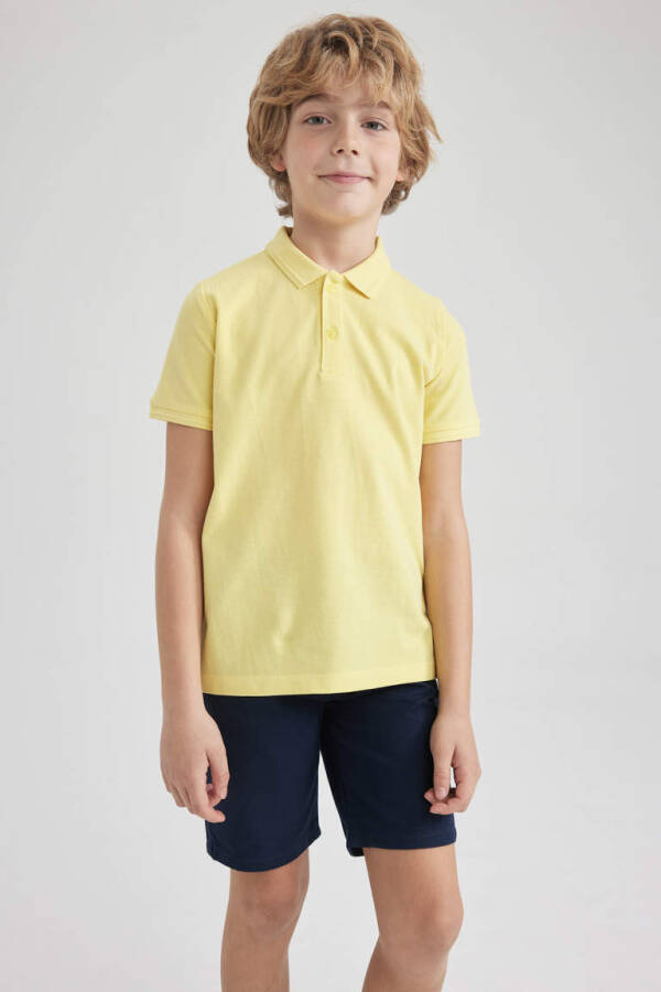 Boys' Piqué Short Sleeve Polo Shirt Light Yellow - 3