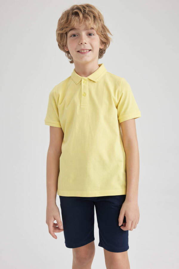 Boys' Piqué Short Sleeve Polo Shirt Light Yellow - 4