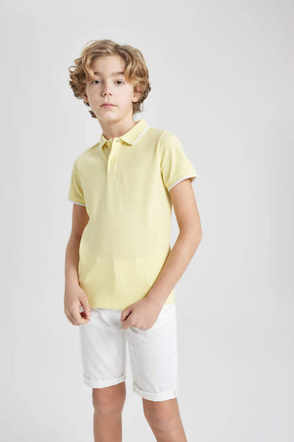 Boys' Piqué Short Sleeve Polo T-Shirt Yellow - 3