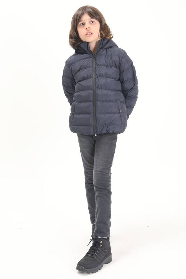 Boys' Plain Stitched Navy Puffer Jacket 15641 - 7