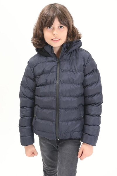 Boys' Plain Stitched Navy Puffer Jacket 15641 - 9